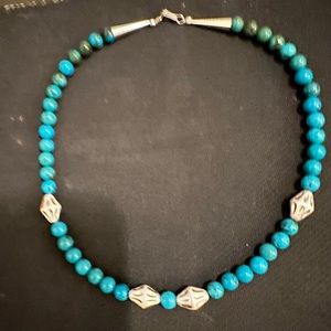 Hand Crafted Unique Earth “One of a Kind” Turquoise & Sterling Silver Necklace